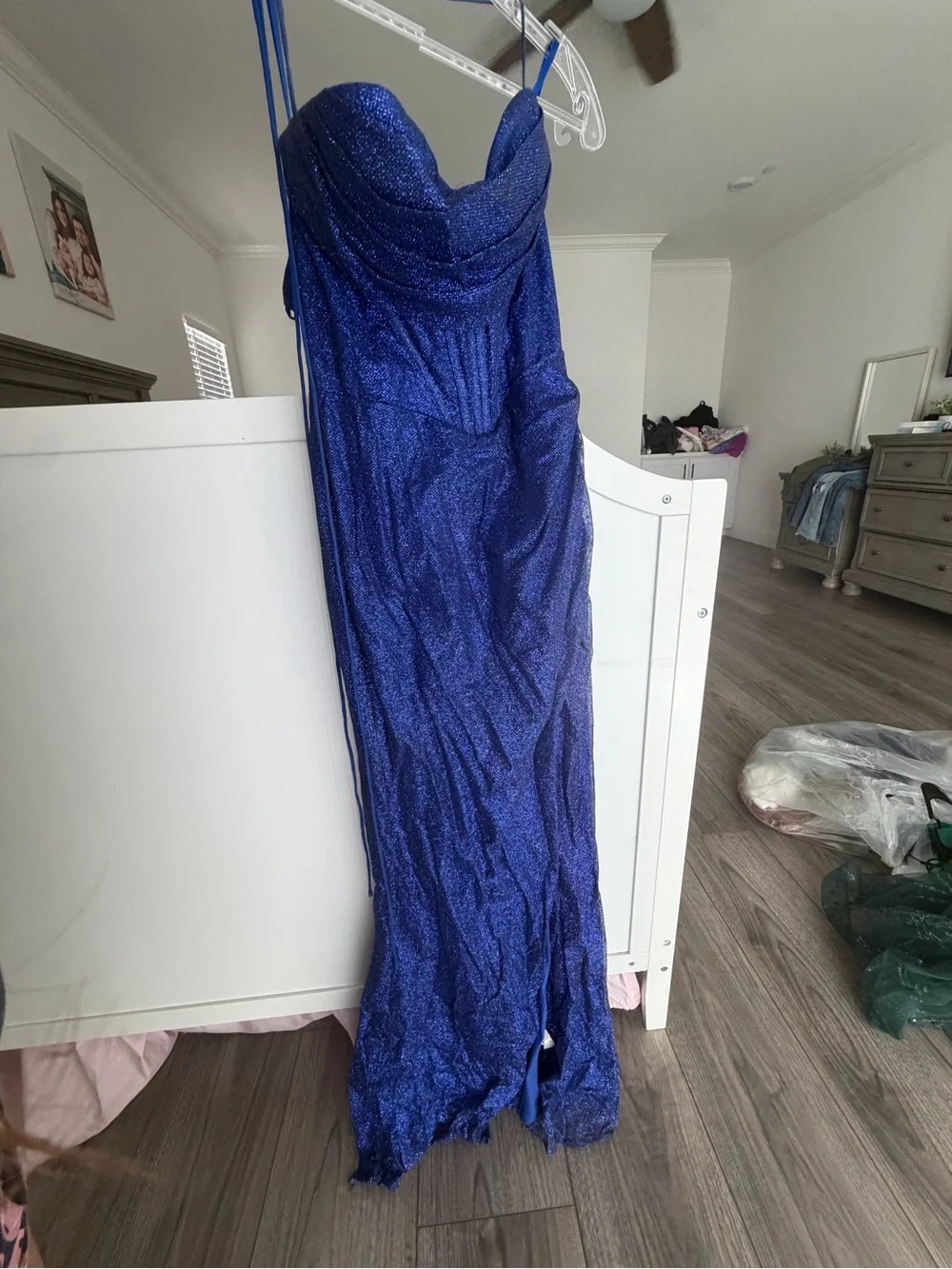 Sparkling Navy Blue Prom Gown with Sweetheart Bodice